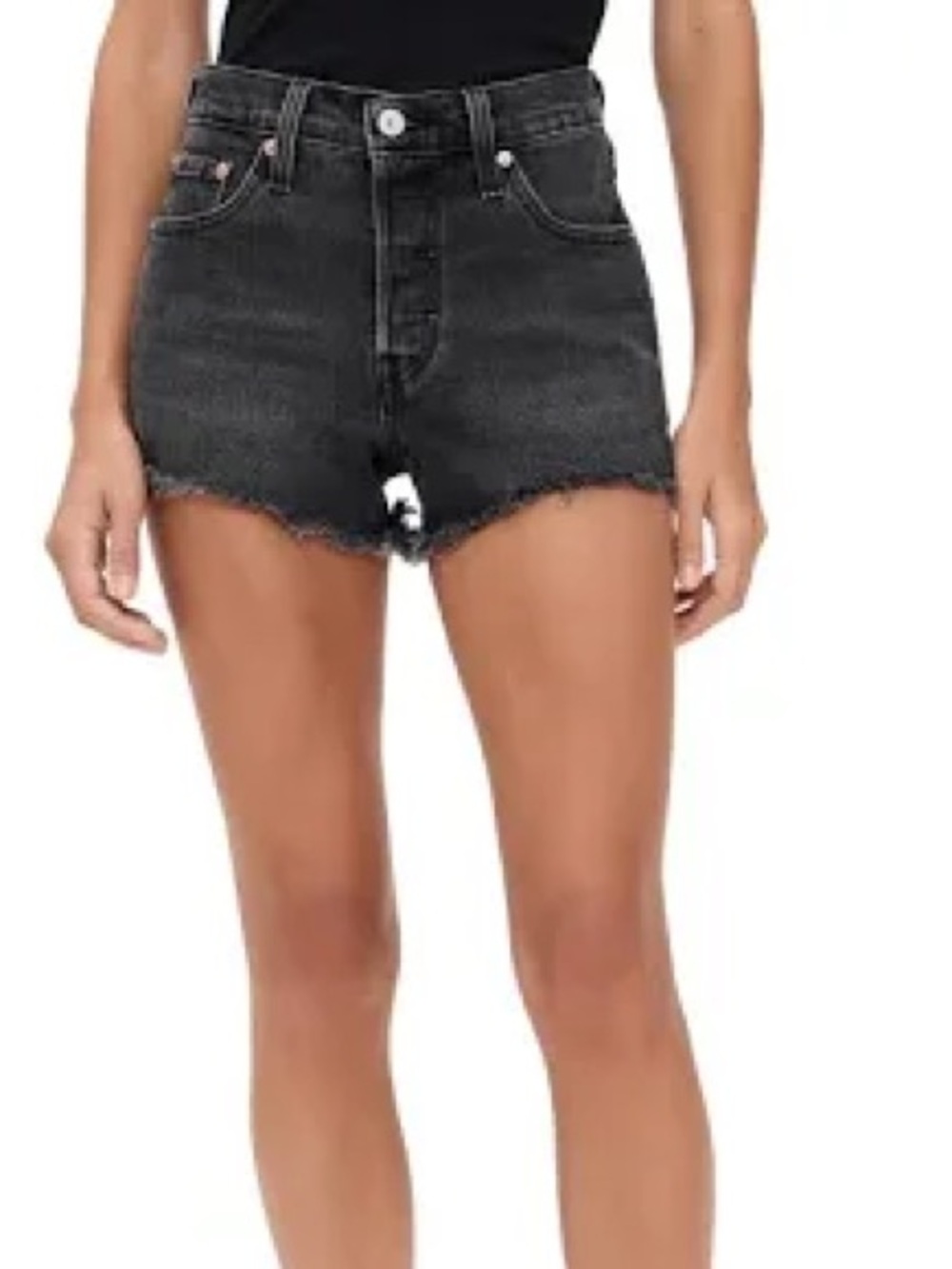 Levi’s Black Denim Frayed Hem Women's Shorts